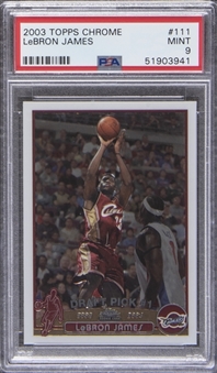 2003/04 Topps Chrome #111 LeBron James Rookie Card - PSA MINT 9